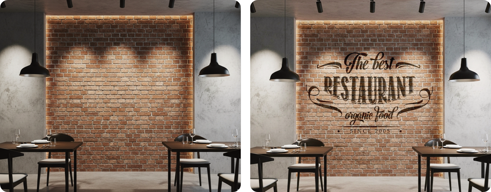 Brick Restaurant Wall Branding